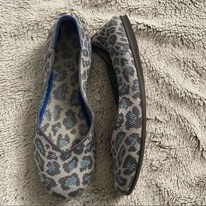 Rothy's gray blue leopard retired print shoe flats